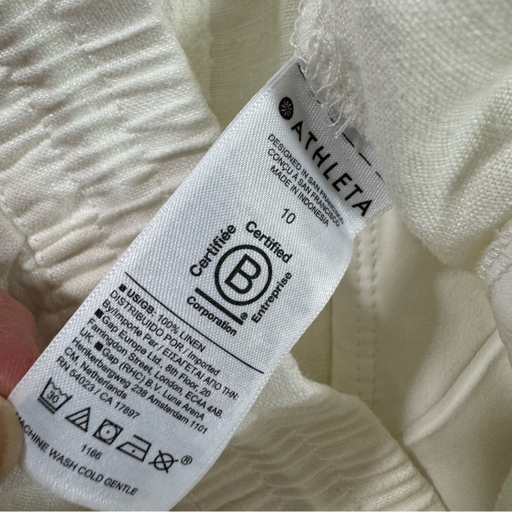 New Athleta Retreat Linen Shorts White Size 10 - Picture 4 of 8